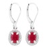 Oval Natural Ruby and Diamond Drop Earrings 14Kt White Gold