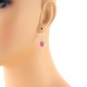 Oval Natural Ruby and Diamond Drop Earrings 14Kt White Gold