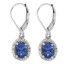 14Kt Gold Oval Blue Sapphire and Diamond Drop Dangle Earrings 