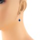 Oval Blue Sapphire Diamond Dangle Earrings in 10Kt White Gold