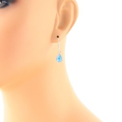 Blue Topaz and Diamond Dangle Earrings in 10Kt White Gold