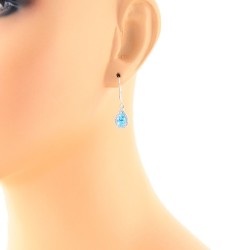 Blue Topaz and Diamond Dangle Earrings in 10Kt White Gold