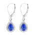 14Kt Gold Pear Shaped Genuine Blue Sapphire Diamond Drop Dangle Earrings 