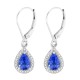14Kt Gold Pear Shaped Genuine Blue Sapphire Diamond Drop Dangle Earrings 