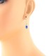 14Kt Gold Pear Shaped Genuine Blue Sapphire Diamond Drop Dangle Earrings 