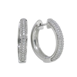 Cubic Zirconia Hoop Earrings Rhodium Over Sterling Silver 