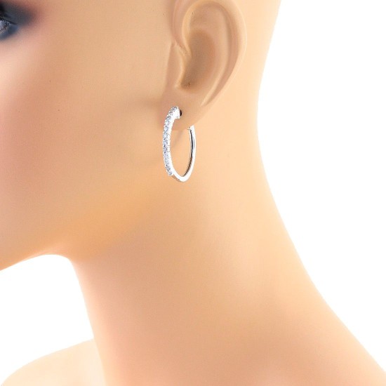 1ct Diamond Hoop Earrings in 14kt White Gold