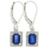 Emerald Cut Blue Sapphire Diamond Drop Earrings in 10Kt White Gold