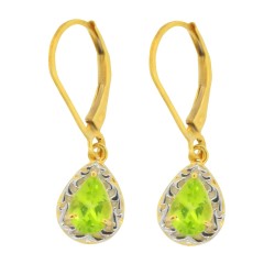 Teardrop Shaped Peridot Dangle Earrings in Sterling Silver 