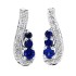 Three Stone Sapphire Diamond Stud Earrings 14Kt White Gold