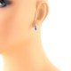 Three Stone Sapphire Diamond Stud Earrings 14Kt White Gold