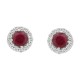 Ruby and Cubic Zirconia Halo Stud Earrings Sterling Silver