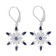 Sapphire and Cubic Zirconia Snowflake Dangle Earrings in Sterling Silver 