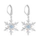Genuine Blue Topaz and Cubic Zirconia Snowflake Earrings in Sterling Silver 