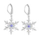 Genuine Sapphire and Cubic Zirconia Snowflake Earrings in Sterling Silver 