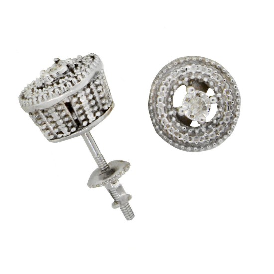 Antique Look Round Diamond Stud Earrings in Sterling Silver Antique Look Round Diamond Stud Earrings in Sterling Silver