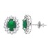 Emerald and Diamond Halo Stud Earrings in 14kt White Gold