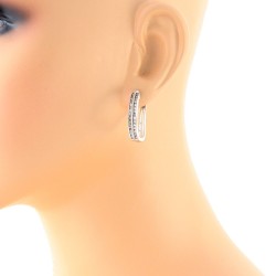 Chocolate Diamond Hoop Earrings in 14Kt White Gold