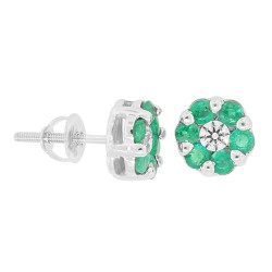 Lab Created Emerald Cubic Zirconia Earrings Sterling Silver