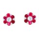 Lab Created Ruby Cubic Zirconia Stud Earrings Sterling Silver