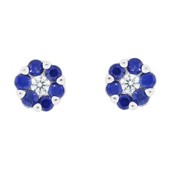 Lab Created Sapphire and Cubic Zirconia Earrings Sterling Silver