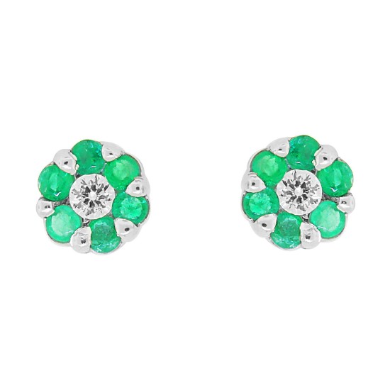 Lab Created Emerald Cubic Zirconia Earrings Sterling Silver