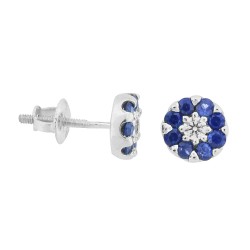 Sapphire and Cubic Zirconia Stud Earrings Sterling Silver