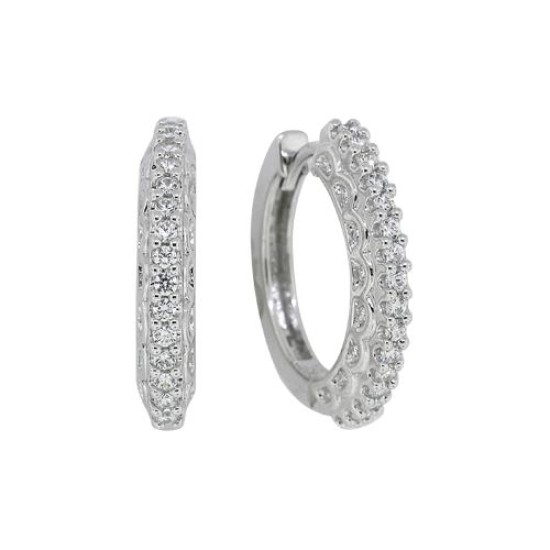 Sterling Silver Cubic Zirconia Fashion Huggie Hoop Earrings