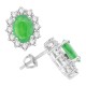 Emerald and Diamond Halo Earrings 14Kt White Gold (4.55ct)