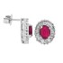 Ruby and Baguette Diamond Earrings in 14Kt White Gold