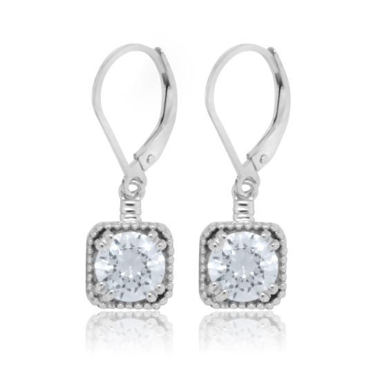 Cubic Zirconia Dangle Earrings in Sterling Silver