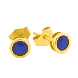 Bezel Set Blue Sapphire Stud Earrings Sterling Silver 4MM 