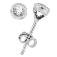 1/5 Carat TW.Bezel Set Diamond Stud Earrings 14Kt White Gold