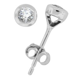 1/10 Carat TW.Bezel Set Diamond Stud Earrings 14Kt Gold