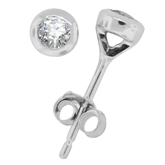 1/5 Carat TW.Bezel Set Diamond Stud Earrings 14Kt White Gold 1/5 Carat TW.Bezel Set Diamond Stud Earrings 14Kt White Gold