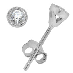 1/5 Carat TW.Bezel Set Antique Diamond Stud Earrings 14Kt Gold
