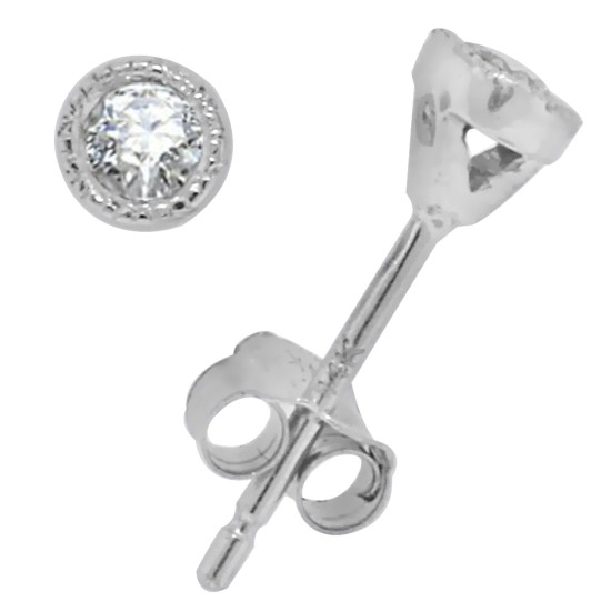 1/15 Carat TW.Bezel Set Antique Genuine Diamond Stud Earrings 14Kt White Gold (GH/SI1) 1/15 Carat TW.Bezel Set Antique Genuine Diamond Stud Earrings 14Kt White Gold (GH/SI1)