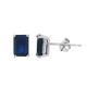 Emerald Cut Sapphire Stud Earrings in 14Kt White Gol 6x4mm