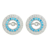 Created Blue Topaz and Cubic Zirconia Earring jackets in Sterling Silver