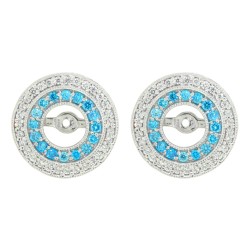 Created Blue Topaz and Cubic Zirconia Earring jackets in Sterling Silver