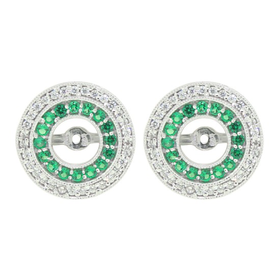 Created Emerald and Cubic Zirconia Earring jackets in Sterling Silver