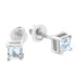 Princess Cut Genuine Aquamarine Stud Earrings Sterling Silver