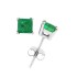 Princess Cut Emerald Stud Earrings in 14Kt White Gold 4mm 