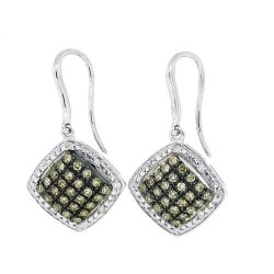 Chocolate Diamond Dangle Earrings in 14Kt White Gold