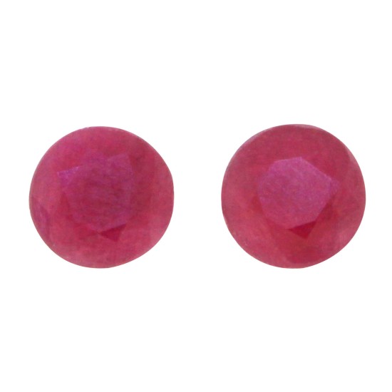 Genuine Ruby Minimum 3.04ct tw 7mm Round Matched Pair Genuine Ruby Minimum 3.04ct tw 7mm Round Matched Pair