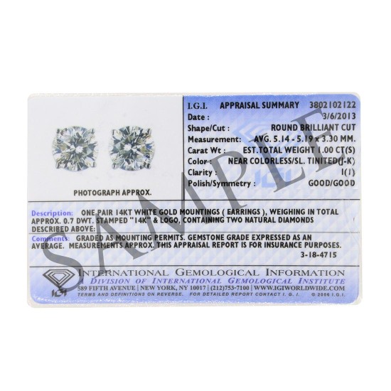 Certified 1 1/2 Carat TW Round Diamond Stud Earrings 14Kt Gold Certified 1 1/2 Carat TW Round Diamond Stud Earrings 14Kt Gold