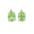 Genuine Peridot and Diamond Stud Earrings in 14Kt White Gold