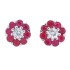 Natural Ruby and Diamond Cluster Earrings in 14Kt White Gold