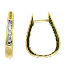 Baguette Diamond Huggie Hoop Earrings in 14kt Yellow Gold
