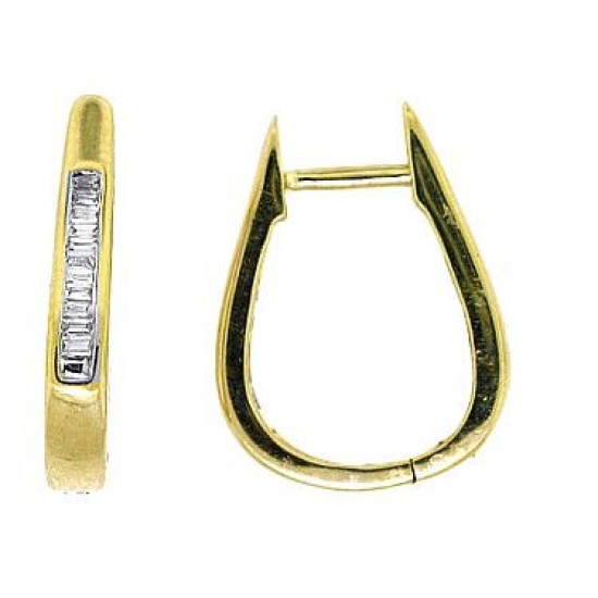 Baguette Diamond Huggie Hoop Earrings in 14kt Yellow Gold